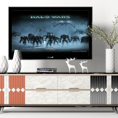 新中式电视柜，电视柜，边柜，矮柜，装饰柜，茶水柜，电视，摆件