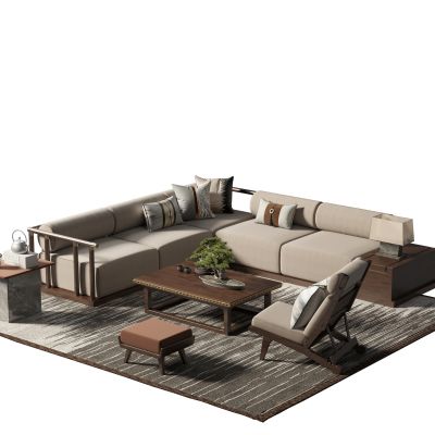 新中式沙发茶几组合