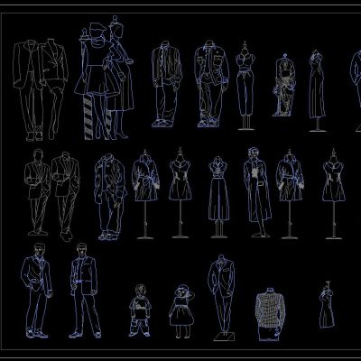 服装模特 衣架 CAD图集