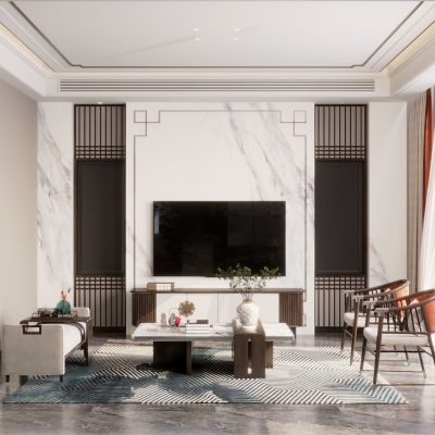 新中式客厅电视背景
