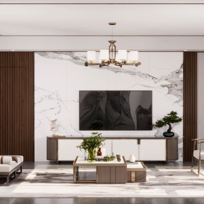 新中式客厅电视背景