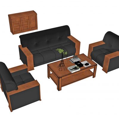 新中式沙发茶几组合，办公沙发，单人沙发，三人沙发，茶水柜，茶几，办公沙发，洽谈沙发