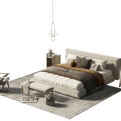 现代布艺双人床