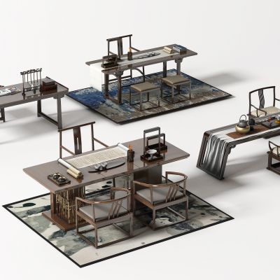 新中式书桌椅，书桌，书椅，书画桌，书画椅，餐桌，餐椅，办公桌，办公椅，写字桌，写字椅