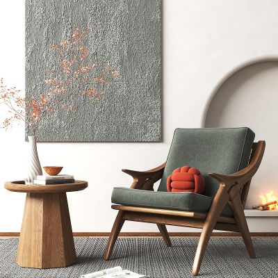 侘寂风休闲椅边几组合