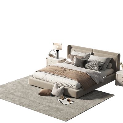 现代布艺双人床组合