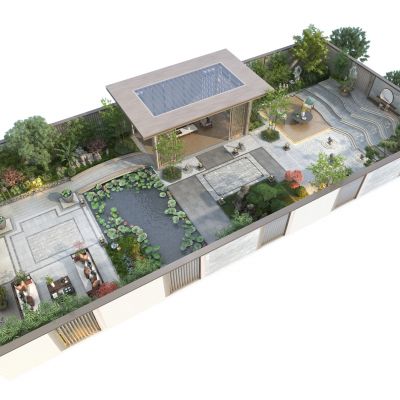 新中式别墅庭院 