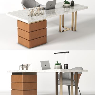 现代办公桌椅组合，办公桌，办公椅，班台，经理桌，主管桌，职员桌，摆件，台灯，电脑