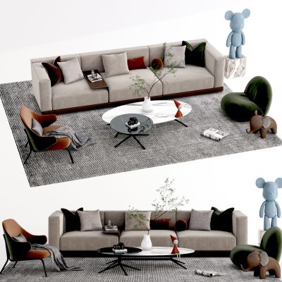 现代沙发茶几组合，三人沙发，单人沙发，休闲椅，沙发凳，毯子，地毯，摆件，多人沙发，客厅沙发，茶几，组合茶几，子母茶几，装饰品，摆件，雕塑