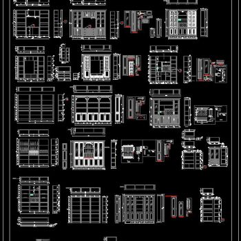 酒柜三视图 CAD图库