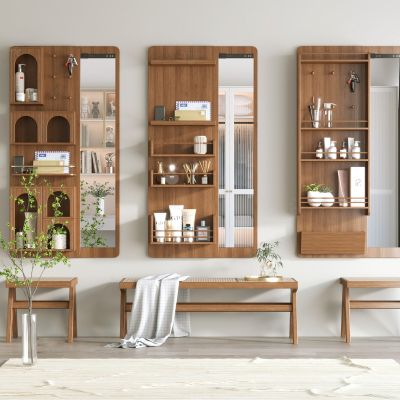 推拉式全身镜 换鞋凳