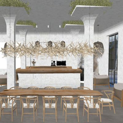 侘寂风格巴厘岛咖啡店3D模型