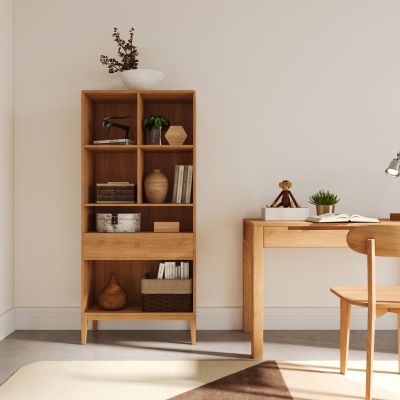 现代实木书桌收纳柜书柜3D模型