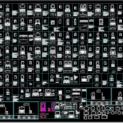 豪华浴柜镜框CAD设计图集