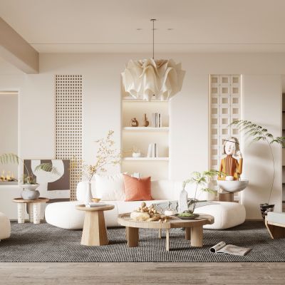 茶几奶油风客厅