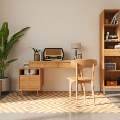 现代实木书桌收纳柜书柜