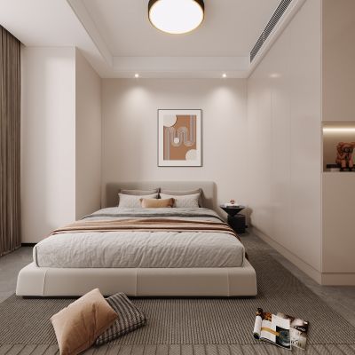现代卧室，卧室，简约卧室，