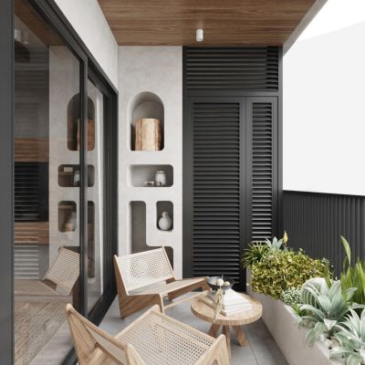 侘寂风公寓阳台3D模型