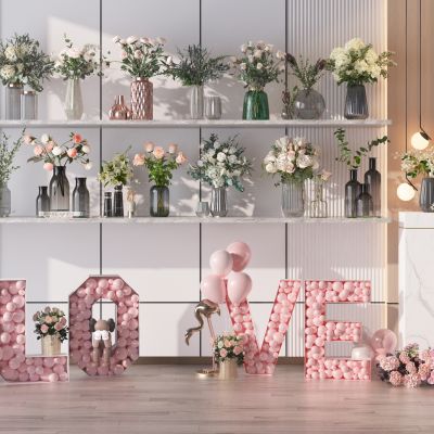 现代花瓶花卉植物