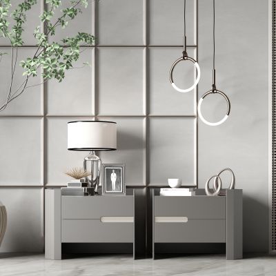 现代灰色床头柜