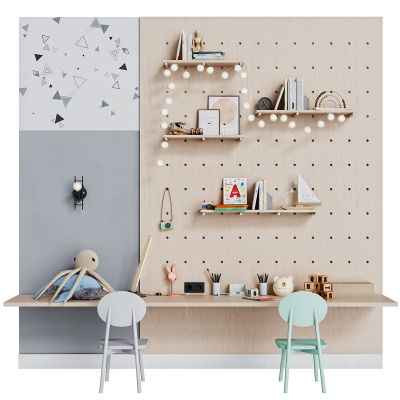 儿童书桌椅 洞洞板