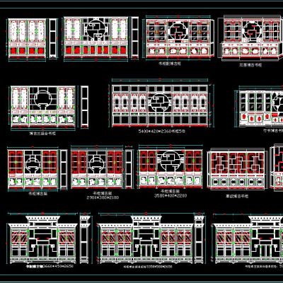 中式古典风格 书柜 博古柜 CAD图库