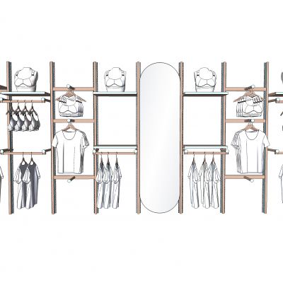 现代服装店衣架置物架摆件衣服模特SU模型