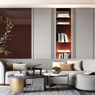 现代灰色弧形沙发