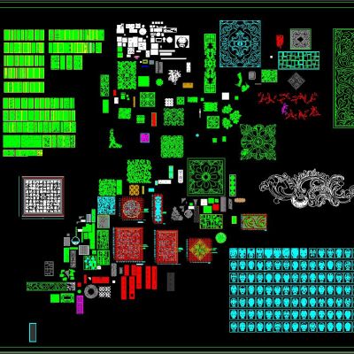 中式元素屏风隔断雕花CAD图库