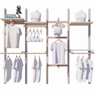 现代衣架衣服摆件服装店SU模型