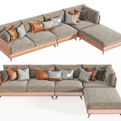 现代多人转角沙发，多人沙发，转角沙发，休闲沙发，抱枕，客厅沙发，组合沙发