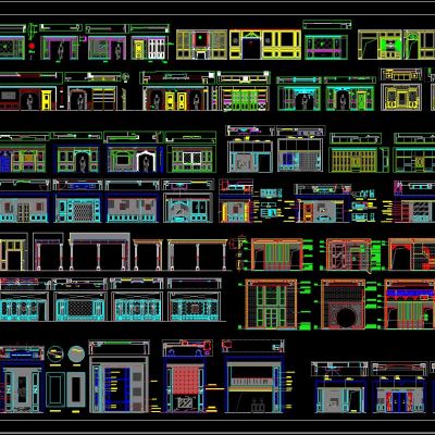 整木别墅背景墙 CAD图库