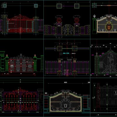18款铁艺大门CAD图库
