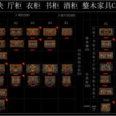 动态块 衣柜 书柜 酒柜 整木家具CAD图库
