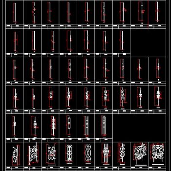 欧式铁艺栏杆柱型CAD图库