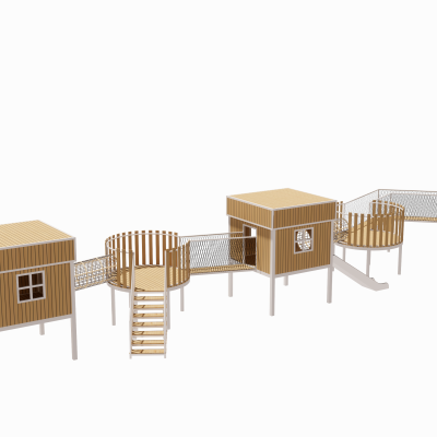 儿童廊道，儿童游乐，木制组合，树屋组合，网绳组合3D模型