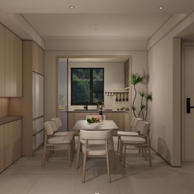  现代侘寂奶油风餐厅