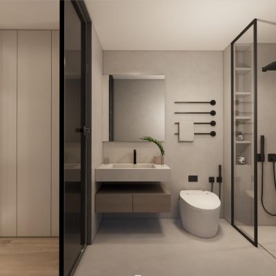  现代侘寂奶油风卫生间