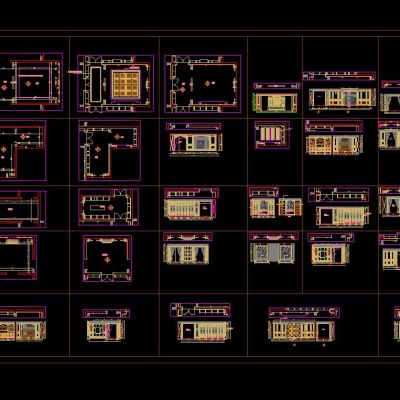 中式豪宅 护墙板 设计CAD图库