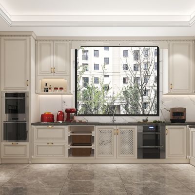 简欧厨房，冰箱，橱柜，油烟机，燃气灶，厨房电器