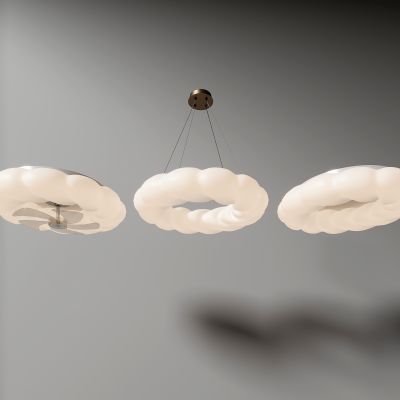 现代吊扇灯 现代吊灯 吸顶灯 环形奶油灯 客厅吊灯 卧室吸顶灯 儿童房吊扇灯