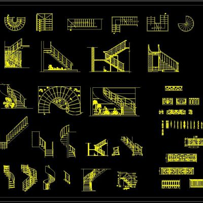 楼梯 铁艺栏杆 CAD图集