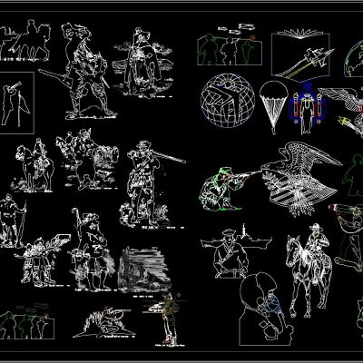 军人 人物 CAD图库