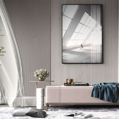 现代灰粉色布艺床尾凳