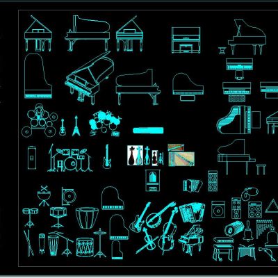 音乐器材 CAD图库