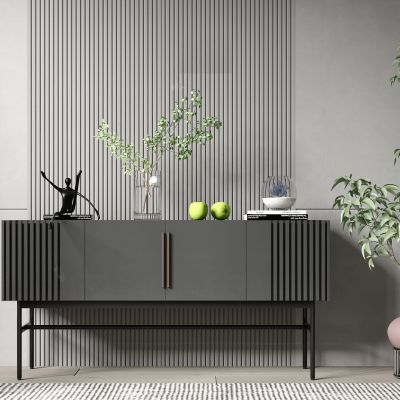 现代黑色边柜