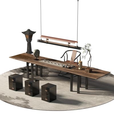 新中式书桌椅组合