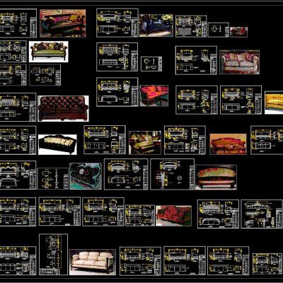 欧美法式精品沙发CAD三视图