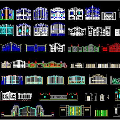 别墅门亭铁艺大门CAD图集
