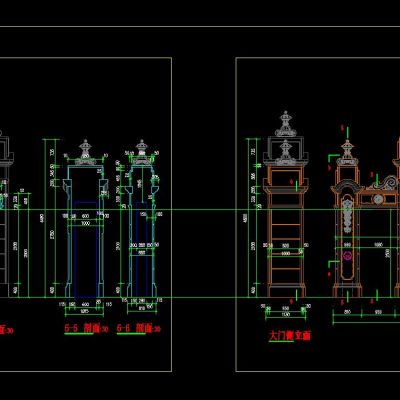 欧式围墙石材大门CAD拆料加工图